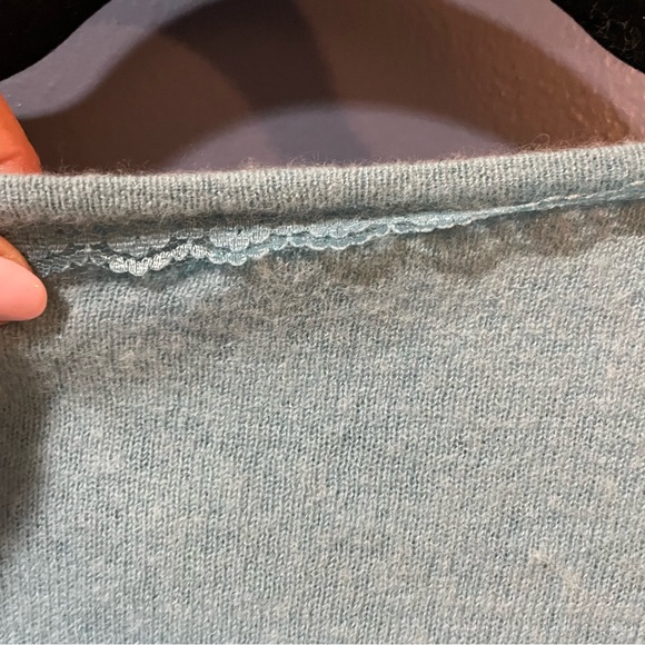 Kenzie Light green mint.V- neck Cardigan Sweater XL lace trim - great condition - Picture 4 of 8